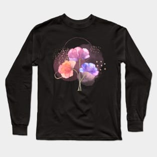 Dainty Poppies - Watercolor Flowers Long Sleeve T-Shirt